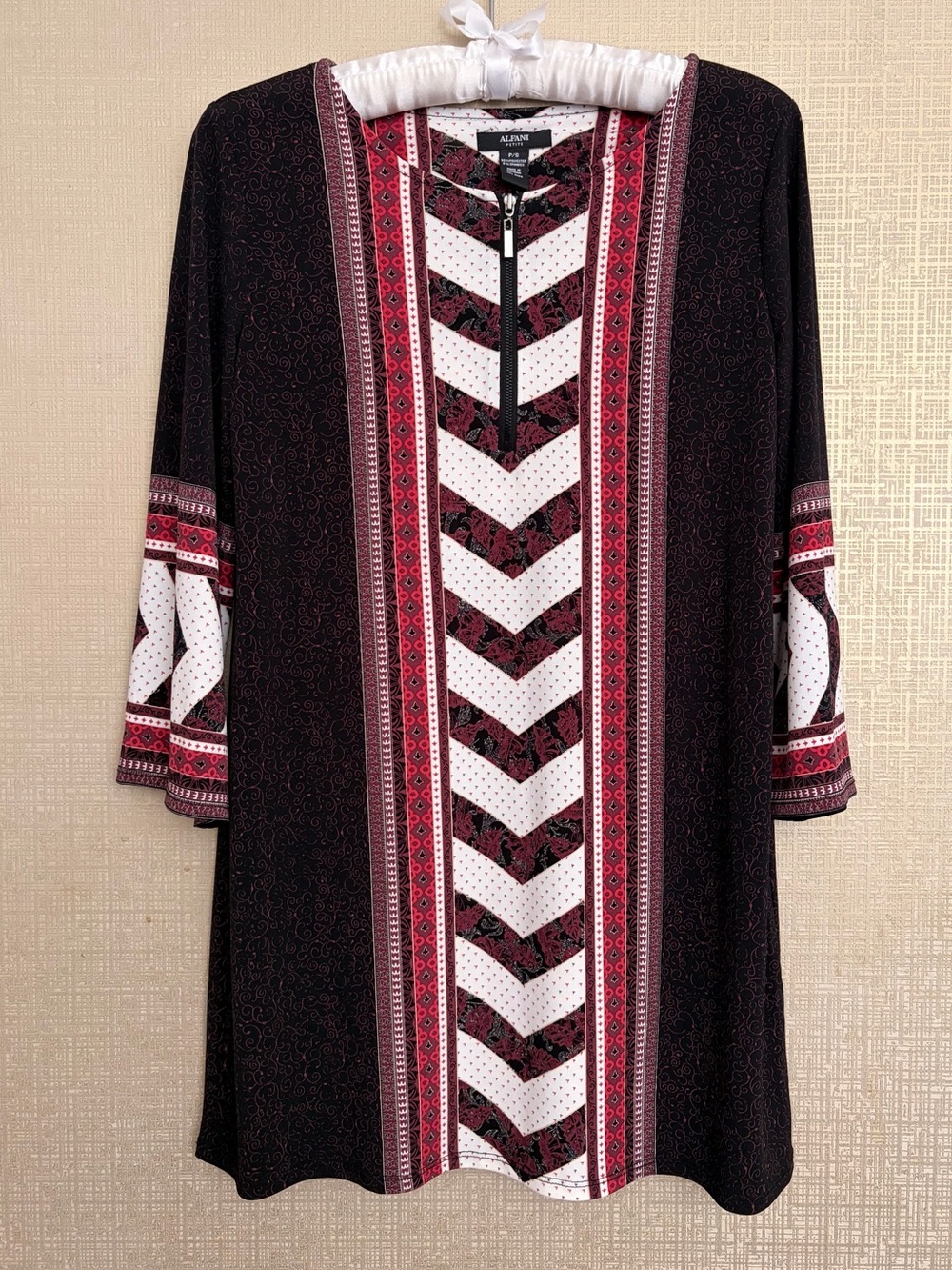 Alfani Black Tunic with Chevron Front Panel